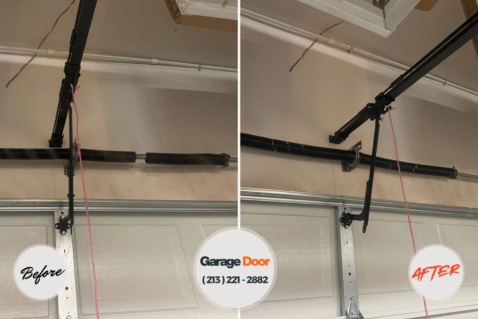 Before and after: garage door spring repair Chevy Chase View, MD